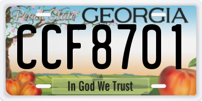 GA license plate CCF8701
