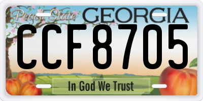 GA license plate CCF8705