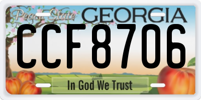 GA license plate CCF8706