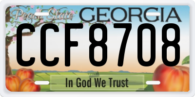 GA license plate CCF8708