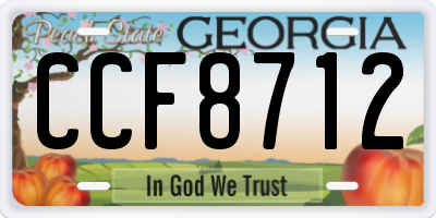 GA license plate CCF8712