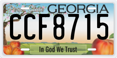 GA license plate CCF8715
