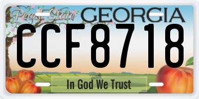 GA license plate CCF8718
