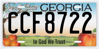 GA license plate CCF8722
