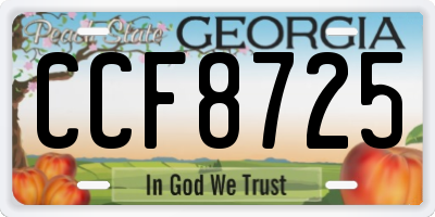 GA license plate CCF8725