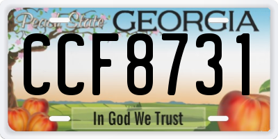 GA license plate CCF8731