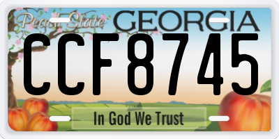 GA license plate CCF8745