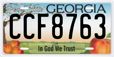 GA license plate CCF8763