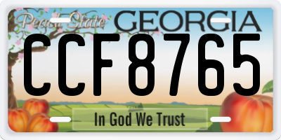 GA license plate CCF8765