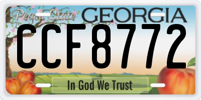 GA license plate CCF8772