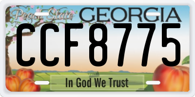 GA license plate CCF8775