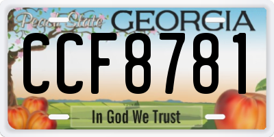 GA license plate CCF8781