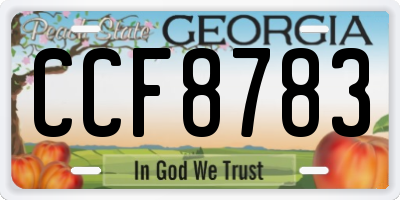 GA license plate CCF8783