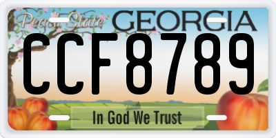 GA license plate CCF8789