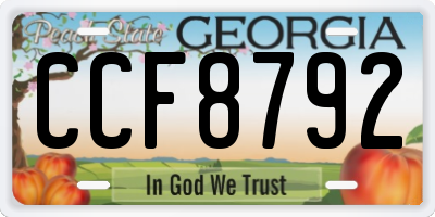 GA license plate CCF8792