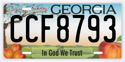 GA license plate CCF8793