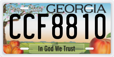 GA license plate CCF8810