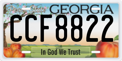 GA license plate CCF8822