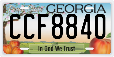GA license plate CCF8840