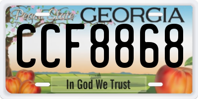 GA license plate CCF8868