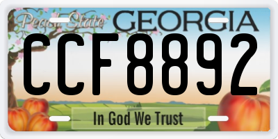 GA license plate CCF8892