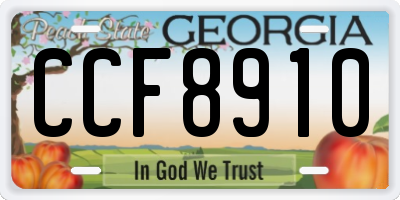 GA license plate CCF8910