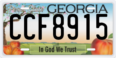 GA license plate CCF8915