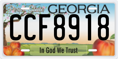 GA license plate CCF8918