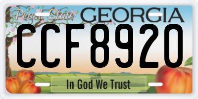 GA license plate CCF8920