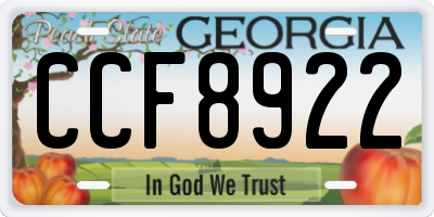 GA license plate CCF8922