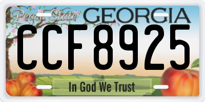 GA license plate CCF8925