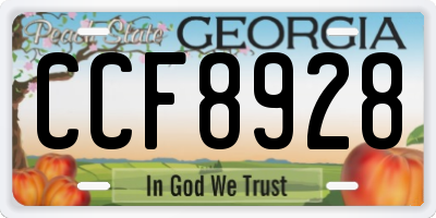 GA license plate CCF8928