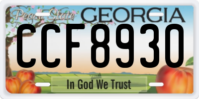 GA license plate CCF8930