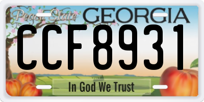 GA license plate CCF8931