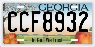 GA license plate CCF8932