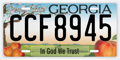 GA license plate CCF8945