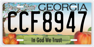 GA license plate CCF8947