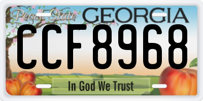 GA license plate CCF8968
