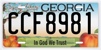 GA license plate CCF8981