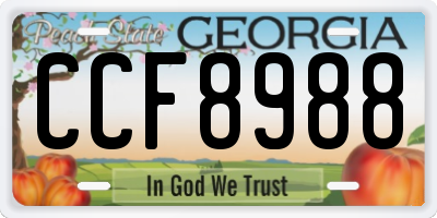 GA license plate CCF8988