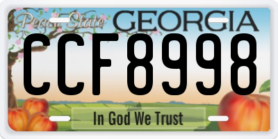 GA license plate CCF8998
