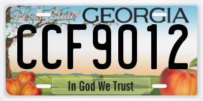 GA license plate CCF9012