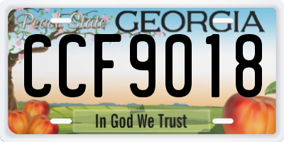 GA license plate CCF9018