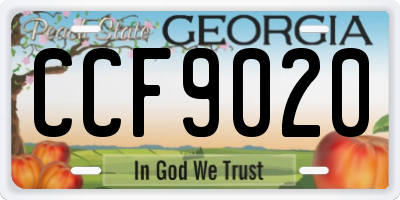 GA license plate CCF9020