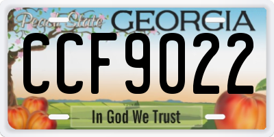 GA license plate CCF9022
