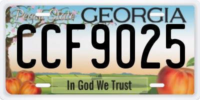 GA license plate CCF9025