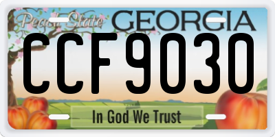 GA license plate CCF9030