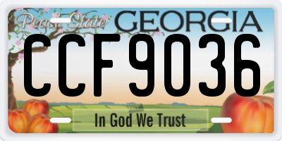 GA license plate CCF9036