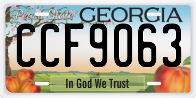 GA license plate CCF9063