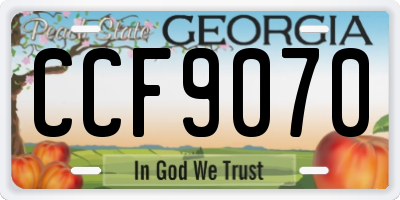 GA license plate CCF9070